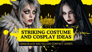 Striking costume and cosplay ideas using eyecandys black and yellow contact lenses for bold character looks