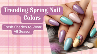 Almond nails in pastel spring nail colors including lavender, turquoise, and yellow with 3D floral nail art.