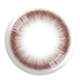 Close up detailed view of the Ann365 JUST MAX Choco Color Contact Lens design showing dots and a radial pattern by EyeCandys