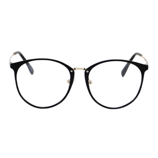 front view of Infinity Oversized Oval in Black Gold color prescription eyeglasses, available in blue light blocking lenses and in readers with magnification, from EyeCandys