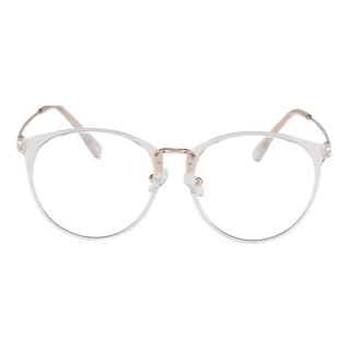 front view of Infinity Oversized Oval in Ice Crystal color prescription eyeglasses, available in blue light blocking lenses and in readers with magnification, from EyeCandys