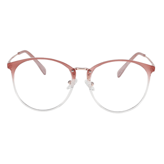 front view of Infinity Oversized Oval in Rose Crystal color prescription eyeglasses, available in blue light blocking lenses and in readers with magnification, from EyeCandys