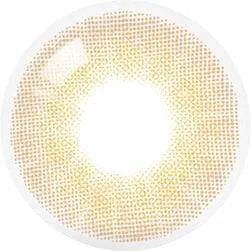 Design of the Olola Able Brown (KR) colored prescription contact lenses from Eyecandys on a white background, showing detailed dotted patterns designed to enhance the iris.