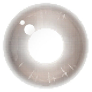 Design of the Chuu Aube Pie Moon Brown (10pk) prescription color contact lens dailies from Eyecandys on a white background, showing the fine pixel detail and enlarging limbal ring.