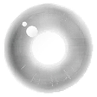 Design of the Chuu Aube Pie Moon Grey (10pk) prescription color contact lens dailies from Eyecandys on a white background, showing the fine pixel detail and enlarging limbal ring.