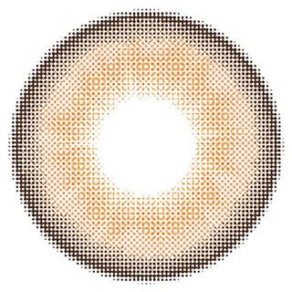 Design of the Ann365 Buttercup Beige prescription colour contact lens dailies from Eyecandys on a white background, showing the fine pixel detail and enlarging limbal ring.