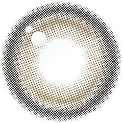 Design of the Chuu Lily Daze Sun Brown prescription color contact lens dailies from Eyecandys on a white background, showing the fine pixel detail and enlarging limbal ring.