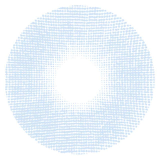 Close up detailed view of a dare to be blue contact lens design showing dots and a radial pattern by EyeCandys