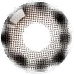 Design of the Olola Daymood Grey (KR) colored prescription contact lenses from Eyecandys on a white background, showing detailed dotted patterns designed to enhance the iris.
