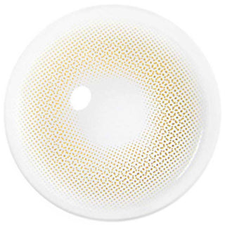 Design of the i-DOL Euroring Mel Beige coloured contact lens from Eyecandys on a white background, showing the dotted patterns meant to mimic those of the human iris.