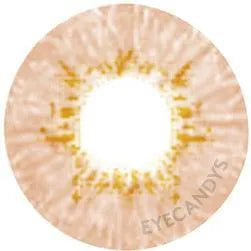 Pink Label Dewy honey contact lens pattern design, showing iris-mimicking detail
