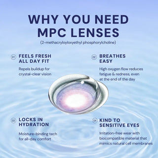 EyeCandys MPC contact lenses with 2-methacryloyloxyethyl phosphorylcholine – all-day fresh fit, breathable design, moisture-locking hydration, and irritation-free wear for sensitive eyes