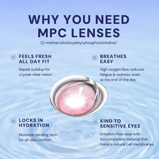 Macro shot of EyeCandys Powerglow Reddish Pink colored contact lens showing vibrant pink pattern and detailed lens design.