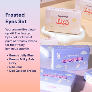 Box of Eyecandys Doe and Bunnie contact lenses showcasing stylish circle lens packaging
