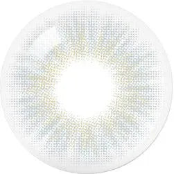 Design of the Olola Heiress Grey (KR) colored prescription contact lenses from Eyecandys on a white background, showing detailed dotted patterns designed to enhance the iris.