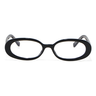 Black Jellicle Oval prescription reading glasses with blue light blocking lenses, full frame, perfect for work and computer use.