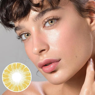 Portrait of a woman wearing natural brown eye contacts