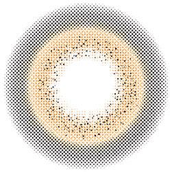 Close up detailed view of Maddie Brown coloured contact lens design showing dots and a radial pattern by EyeCandys