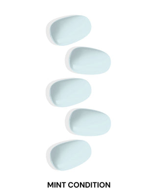 Mint Condition gel nail stickers by EyeCandys – salon-quality, long-lasting, minimalist nail design with 7-free formula, no UV needed, easy at-home manicure.