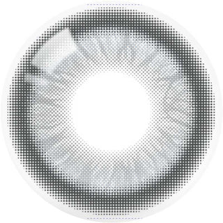 Close up detailed view of a Olala Meow Burman Grey contact lens design