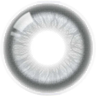 Close up detailed view of a Olala Meow Burman Grey contact lens design