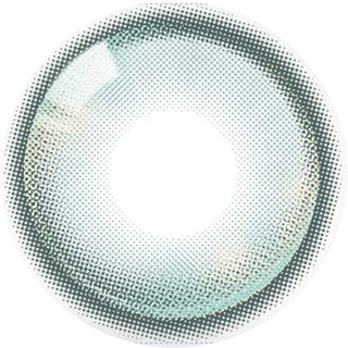 Close up detailed view of a Olala Meow Havana Green contact lens design