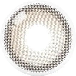 Design of the Olola Purity Shine 1-Day Hazel Brown (10pk) (KR) colored prescription contact lenses from Eyecandys on a white background, showing detailed dotted patterns designed to enhance the iris.