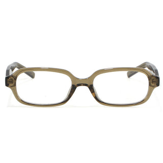 EyeCandys Side Eye reading glasses frame in Green Tea, structured rectangular design, lightweight everyday eyewear
