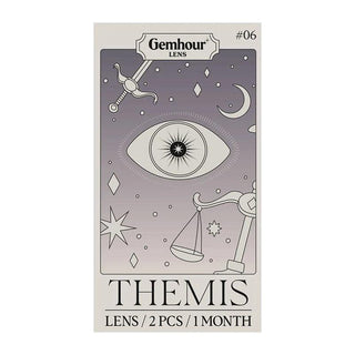 Themis Nude Grey Color Contact Lens tarot-card inspired packaging