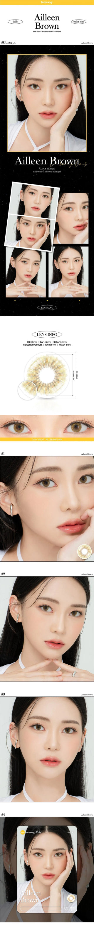 Lensrang Ailleen Brown Color Contact Lens - EyeCandys