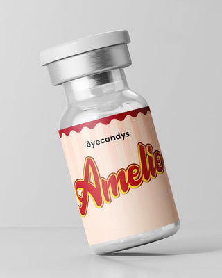 EyeCandys Amelie contact lens glass vial bottle – sleek and compact packaging for colored contact lenses and prescription colored contact lenses
