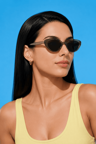 Bardot Cat Eye Matcha sunglasses model
