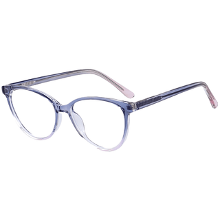 Billionaire Oval prescription eyeglasses in Butterfly Pea, available in blue light blocking lenses and in readers with magnification, from EyeCandys.