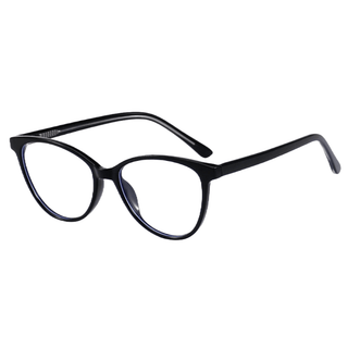 Billionaire Oval prescription eyeglasses in Black, available in blue light blocking lenses and in readers with magnification, from EyeCandys.