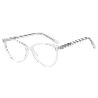 Billionaire Oval prescription eyeglasses in Crystal, available in blue light blocking lenses and in readers with magnification, from EyeCandys.