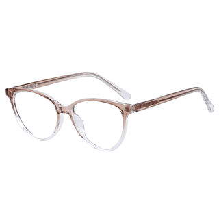 Billionaire Oval prescription eyeglasses in Rooibos Gradient, available in blue light blocking lenses and in readers with magnification, from EyeCandys.