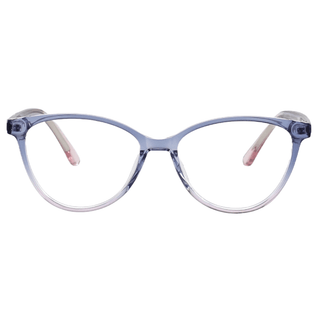 Billionaire Oval prescription eyeglasses in Butterfly Pea, available in blue light blocking lenses and in readers with magnification, from EyeCandys.
