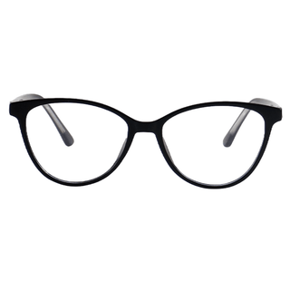 Billionaire Oval prescription eyeglasses in Black, available in blue light blocking lenses and in readers with magnification, from EyeCandys.