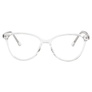 Billionaire Oval prescription eyeglasses in Crystal, available in blue light blocking lenses and in readers with magnification, from EyeCandys.