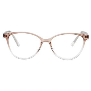Billionaire Oval prescription eyeglasses in Rooibos Gradient, available in blue light blocking lenses and in readers with magnification, from EyeCandys.