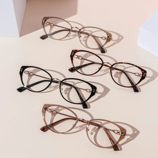 Eyecandys Bonbon Prescription Reading Glasses in Black Gold, Tortoiseshell, and Brown frame with Blue Light Blocking, Zeiss HMC lenses, Photochromic UV Responsive (Transition Glasses), Polarized Sunglasses for optimal vision and eye protection