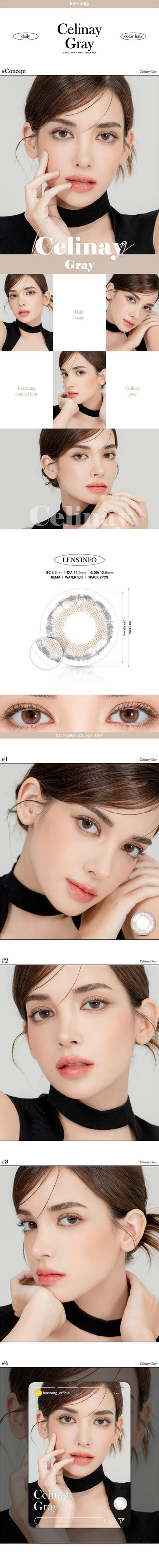 Lensrang Celinay Grey Color Contact Lens - EyeCandys