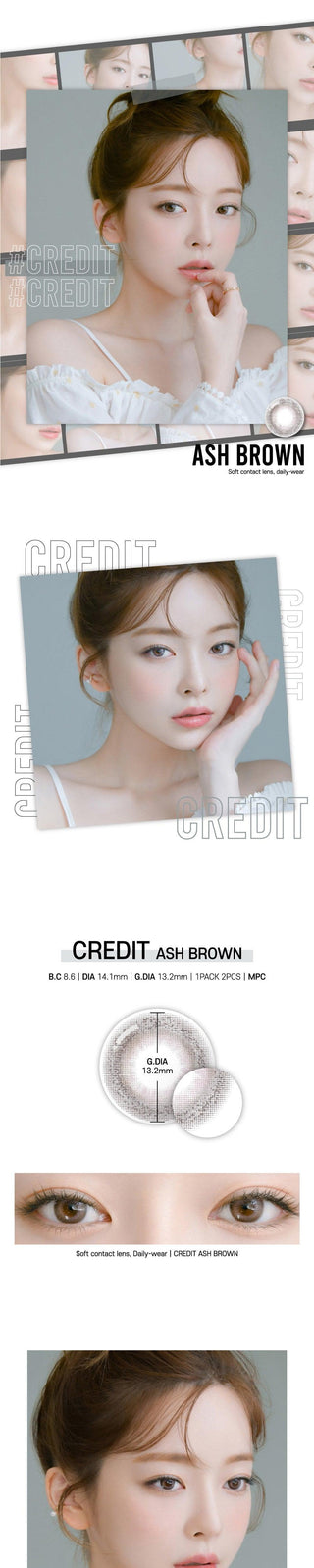 Lensrang Credit Ash Brown Color Contact Lens - EyeCandys
