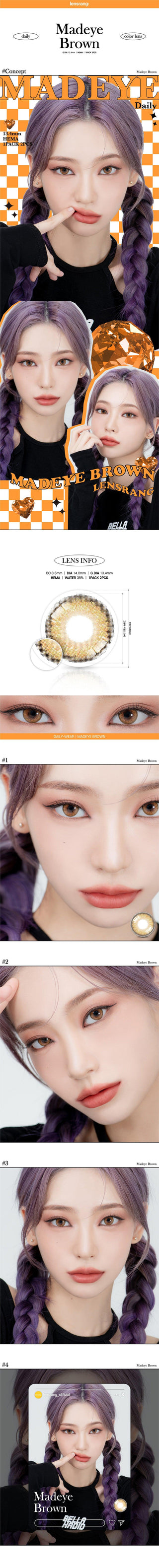 Lensrang Madeye Brown Color Contact Lens - EyeCandys