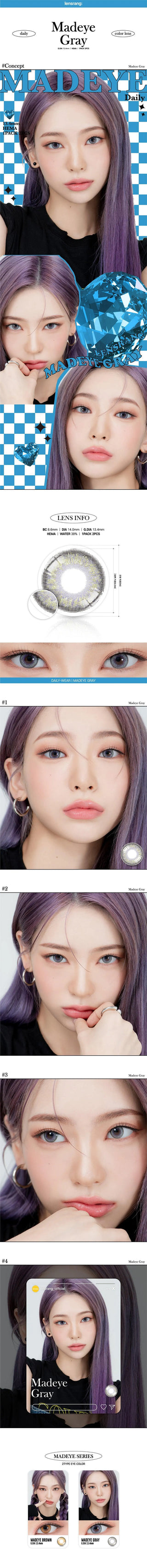 Lensrang Madeye Grey Color Contact Lens - EyeCandys