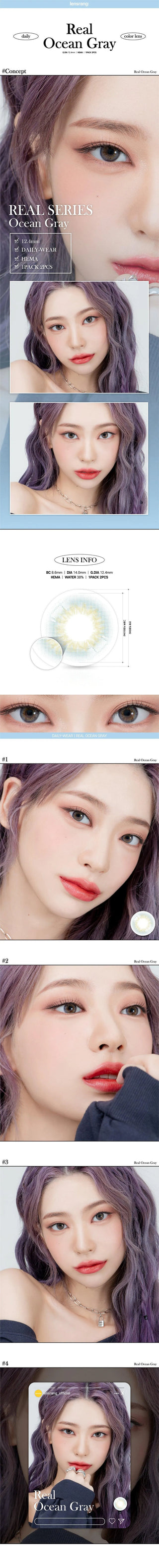 Lensrang Real Ocean Grey Color Contact Lens - EyeCandys