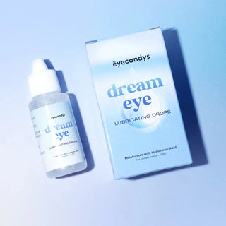 Flat lay of EyeCandys Dream Eye Lubricating Drops – hydrating, fast-relief eye drops for dry eyes and contact lens wearers