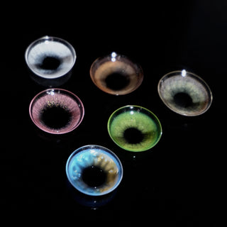 Macro shot of EyeCandys hazel colored contact lens. High-quality lenses designed to enhance natural eye color with vibrant, realistic hues for a stunning, eye-catching look and all-day comfort.