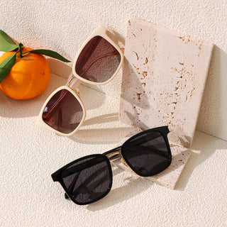 Bon Voyage Square Sunglasses in Porcelain and in Black Gold from EyeCandys