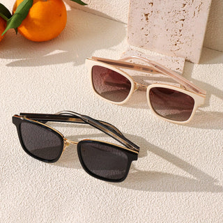 Bon Voyage Square Sunglasses in Porcelain and in Black Gold from EyeCandys